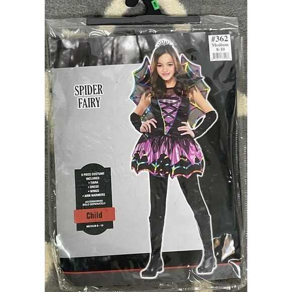 Spider Fairy Costume For Girls Medium (8-10) Spirit Halloween with accessories - Picture 4 of 9